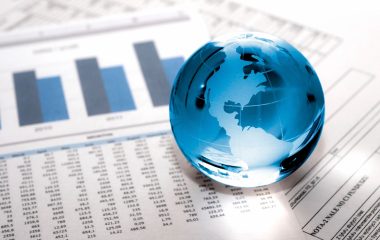 globe on top of financial report